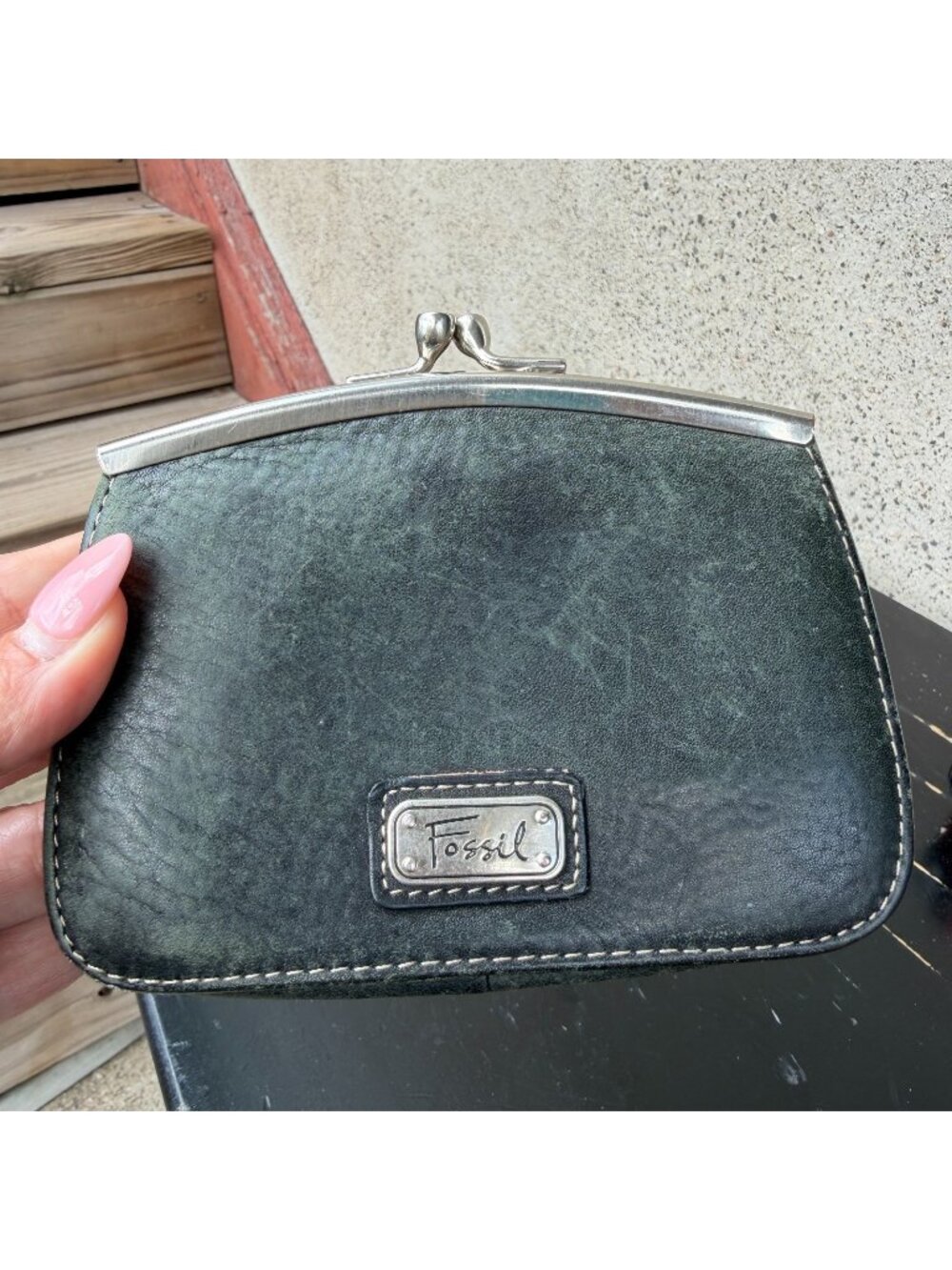 FOSSIL KISS LOCK LEATHER BLACK WALLET